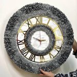 ساعت دایره مشکی نقره ای با کریستال