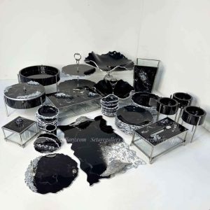 سرویس پذیرایی مشکی نقره ای شیشه ای