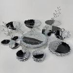 سرویس پذیرایی مشکی ورق نقره با رگه نقره ای